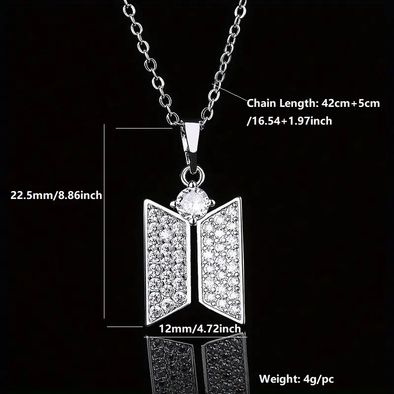 BTS Logo Diamond Necklace & Earrings 💎 - Image 10