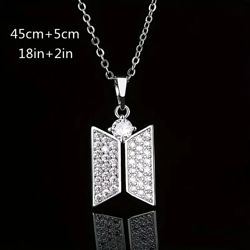 BTS Logo Diamond Necklace & Earrings 💎 - Image 3