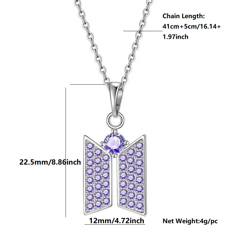 BTS Logo Diamond Necklace & Earrings 💎 - Image 8