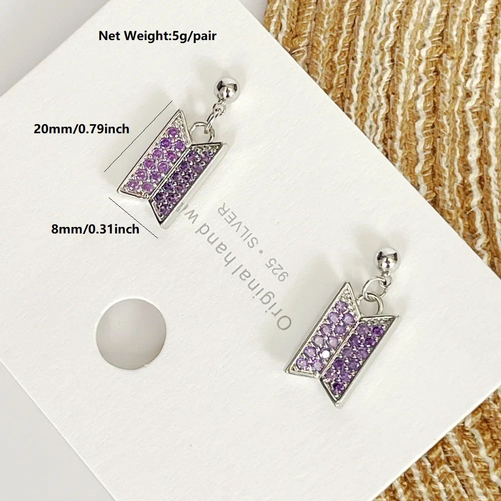 BTS Logo Diamond Necklace & Earrings 💎 - Image 9